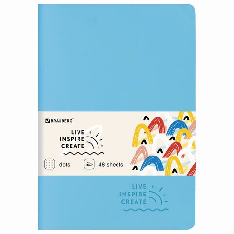 Тетрадь А5 Brauberg Rainbow SoftTouch 48 листов, в точку 403883 цена за 3 шт , 